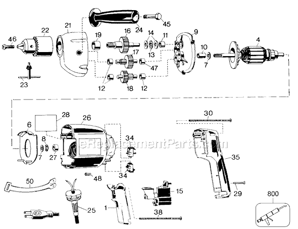 Page A Diagram and Parts List for TS320 Type 2 Black and Decker Electric Drill